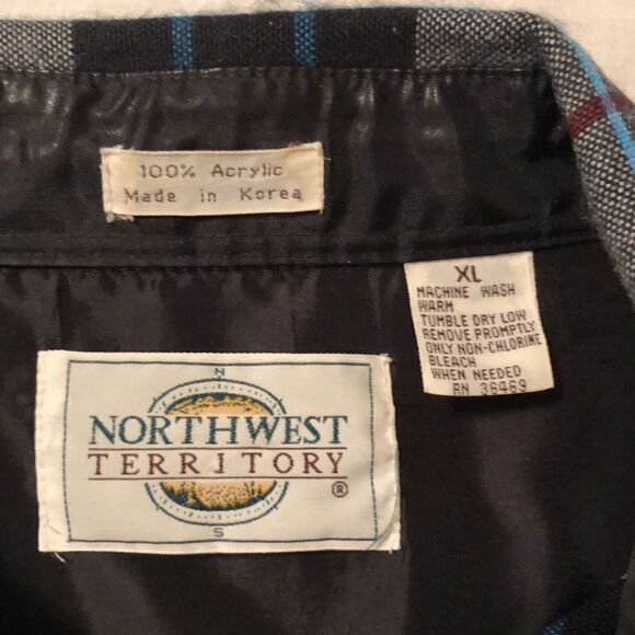 NorthwestโTerritoryย XL Button Front White Black Blue Red PlaidโShirt - Picture 11 of 12